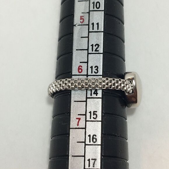 Sterling Silver Heart Ring Watchband Chain Band Size 6 to 6.25 - Picture 3 of 13